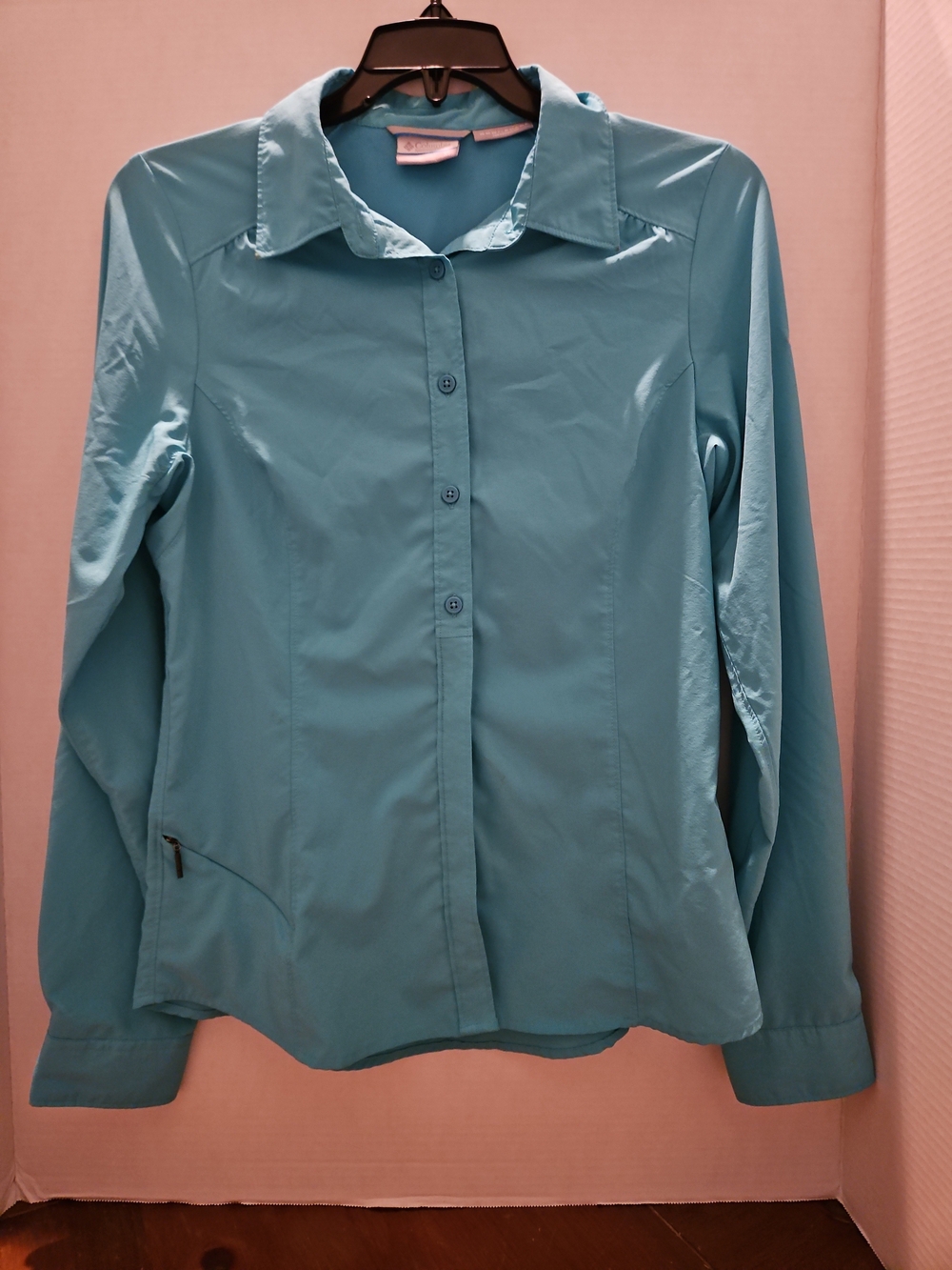 Light Blue Women’s Button-Front Blouse